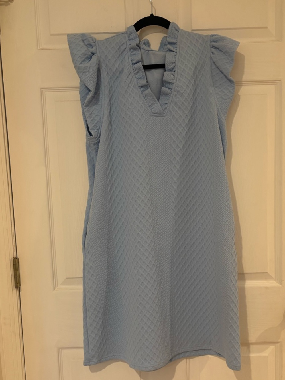 NWOT Light Blue Ruffle Sleeve V-Neck Women's Dress